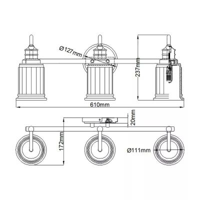 Elstead Lighting Swell kinkiet 3x3 W chrom QZ-SWELL3-PC-BATH