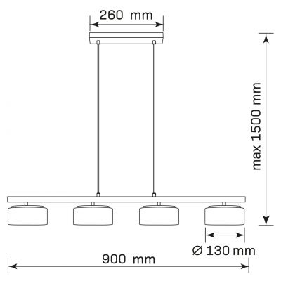 Goldlux Ofelia lampa wisząca 4x10 W amber-czarna 331311