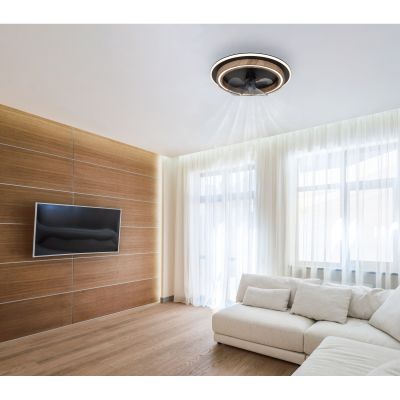 Globo Lighting Cirilla lampa podsufitowa z wentylatorem 1x32 W czarna-drewno 03655