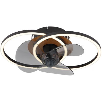Globo Lighting Karen lampa podsufitowa z wentylatorem 1x24 W czarna-brązowa 03661