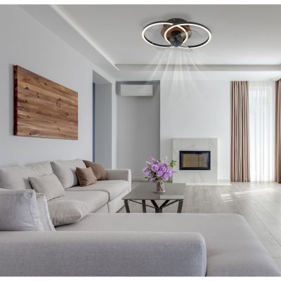 Globo Lighting Karen lampa podsufitowa z wentylatorem 1x24 W czarna-brązowa 03661