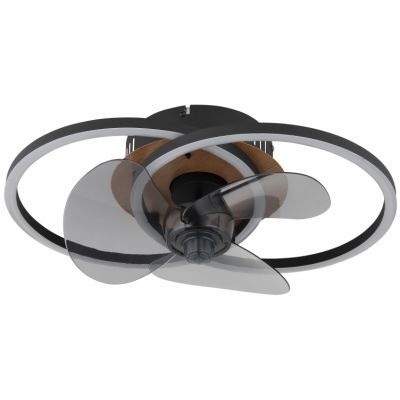 Globo Lighting Karen lampa podsufitowa z wentylatorem 1x24 W czarna-brązowa 03661