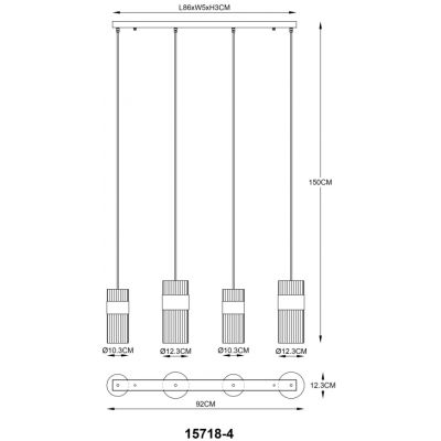 Globo Lighting Scarfina lampa wisząca 4x60 W czarna 115718-4