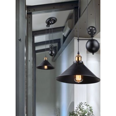 Globo Lighting Lenius lampa wisząca 1x60W czarna/stare złoto 15053