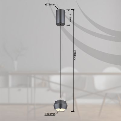 Globo Lighting Marthy lampa wisząca 1x6 W szary/popielaty 15209