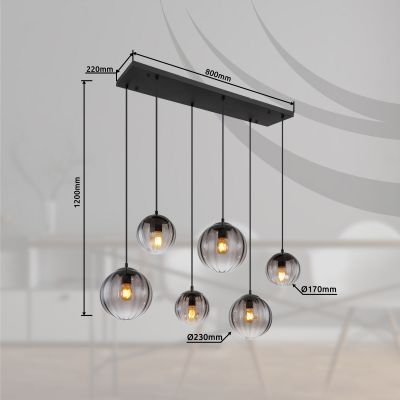 Globo Lighting Dallerta lampa wisząca 6x60 W czarna 15216-6