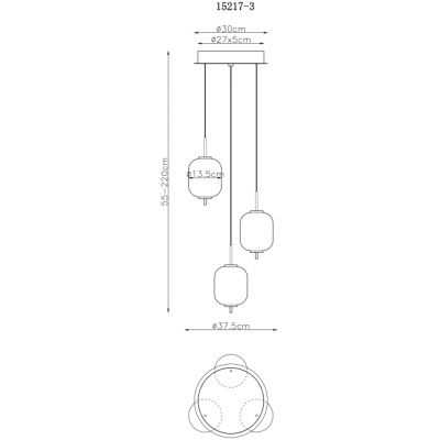 Globo Lighting Ewald lampa wisząca 3x20 W mosiądz 15217-3