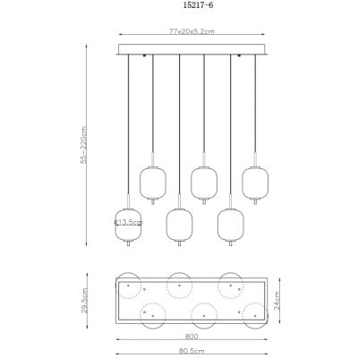 Globo Lighting Ewald lampa wisząca 6x40 W mosiądz 15217-6