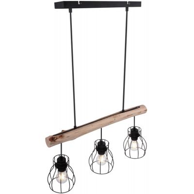 Globo Lighting Mina lampa wisząca 3x40W czarna/drewno 15326-3N