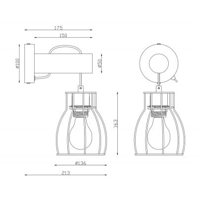 Globo Lighting Mina lampa wisząca 4x40W czarna/drewno 15326-4N