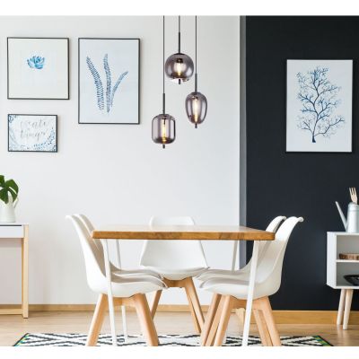 Globo Lighting Blacky lampa wisząca 3x40W czarny mat/szkło przydymione 15345-3