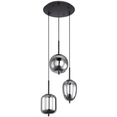 Globo Lighting Blacky lampa wisząca 3x40W czarny mat/szkło przydymione 15345-3