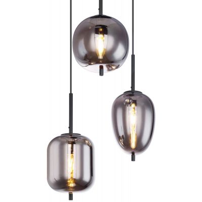 Globo Lighting Blacky lampa wisząca 3x40W czarny mat/szkło przydymione 15345-3