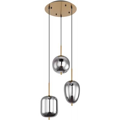 Globo Lighting Blacky I lampa wisząca 3x40W mosiądz/szkło przydymione 15345-3MM