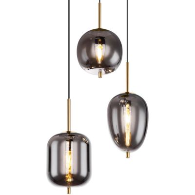 Globo Lighting Blacky I lampa wisząca 3x40W mosiądz/szkło przydymione 15345-3MM