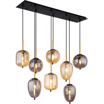 Globo Lighting Blacky lampa wisząca 8x40W czarny mat/szkło przydymione/szkło bursztynowe 15345-8A