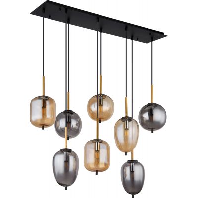 Globo Lighting Blacky lampa wisząca 8x40W czarny mat/szkło przydymione/szkło bursztynowe 15345-8A