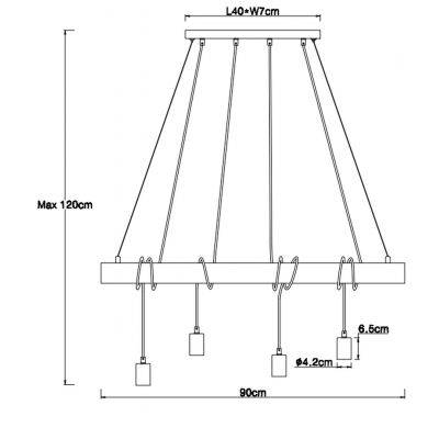 Globo Lighting Auston lampa wisząca 4x60W czarny mat/drewno 15439-4