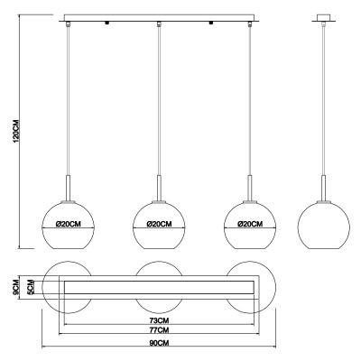 Globo Lighting Adara lampa wisząca 3x60 W mosiądz 15462H2