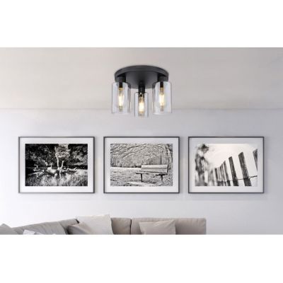 Globo Lighting Hadera lampa podsufitowa 3x60W czarny mat/przydymiony 15465-3D