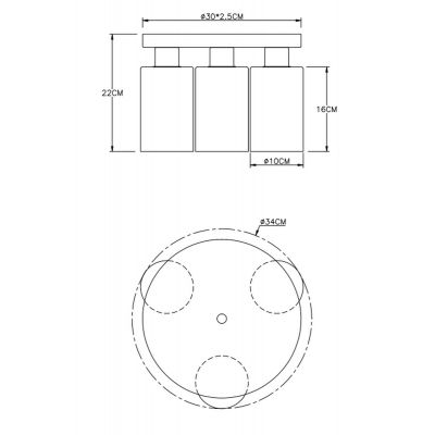 Globo Lighting Hadera lampa podsufitowa 3x60W czarny mat/przydymiony 15465-3D
