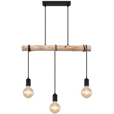 Globo Lighting Gregor lampa wisząca 3x60W czarna/drewno 15539-3H