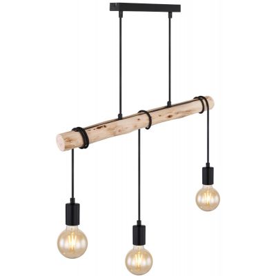 Globo Lighting Gregor lampa wisząca 3x60W czarna/drewno 15539-3H