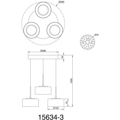 Globo Lighting Fogsy lampa wisząca 3x24 W czarna 15634-3