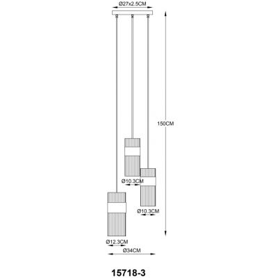 Globo Lighting Scarfina lampa wisząca 3x60 W czarna 15718-3