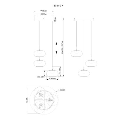 Globo Lighting Quintara lampa wisząca 3x18 W czarna 15744-3H