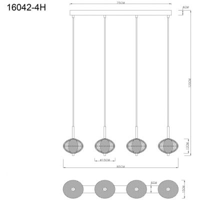 Globo Lighting Aida lampa wisząca 4x23 W czarna 16042-4H