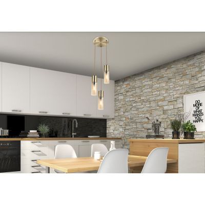 Globo Lighting Annika lampa wisząca 3x25W złoty mat/szkło bursztynowe 21000-3HM