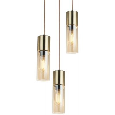 Globo Lighting Annika lampa wisząca 3x25W złoty mat/szkło bursztynowe 21000-3HM