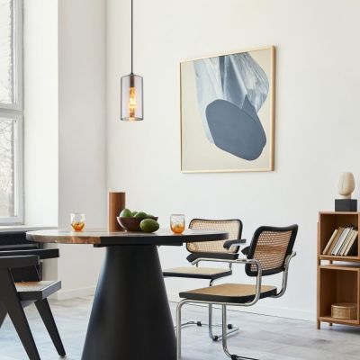 Globo Lighting Olly lampa wisząca 1x25W czarny mat/przydymiony 21002H