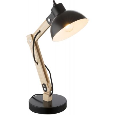 Globo Lighting Tongariro lampa biurkowa 1x40W czarna/drewno 21504