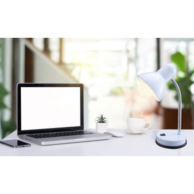 Globo Lighting Basic lampa biurkowa 1x40 W biała-chrom 2485