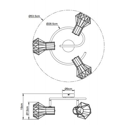 Globo Lighting Priska lampa podsufitowa 3x40W czarna 54017-3