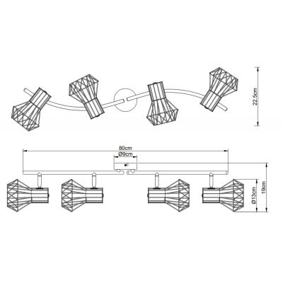Globo Lighting Priska lampa podsufitowa 4x40W czarna 54017-4