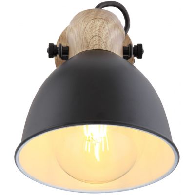 Globo Lighting Wiho kinkiet 1x40W czarny/drewno 54018-1S