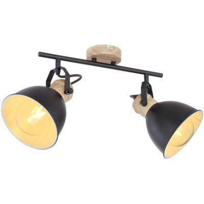 Globo Lighting Wiho lampa podsufitowa 2x40W czarny/drewno 54018-2S