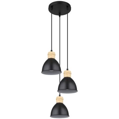 Globo Lighting Wiho lampa wisząca 3x40W czarna/drewno 54018-3HS