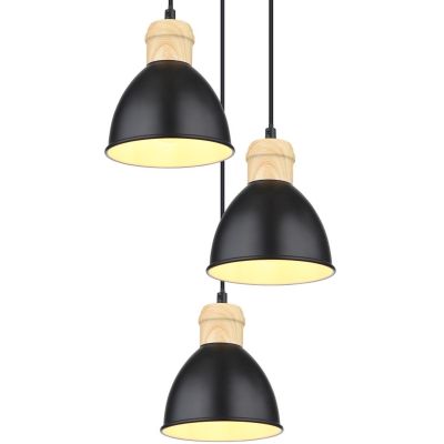 Globo Lighting Wiho lampa wisząca 3x40W czarna/drewno 54018-3HS