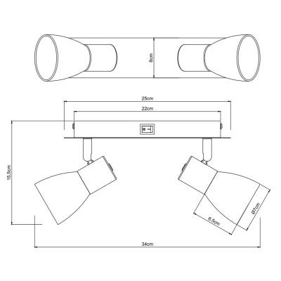 Globo Lighting Claude kinkiet 2x40W czarny mat/przydymiony 54307-2