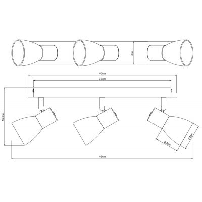 Globo Lighting Claude lampa podsufitowa 3x40W czarny mat/przydymiony 54307-3