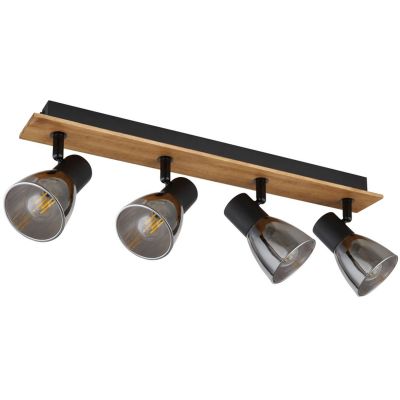 Globo Lighting Claude lampa podsufitowa 4x40W czarny mat/drewno/przydymiony 54307-4W