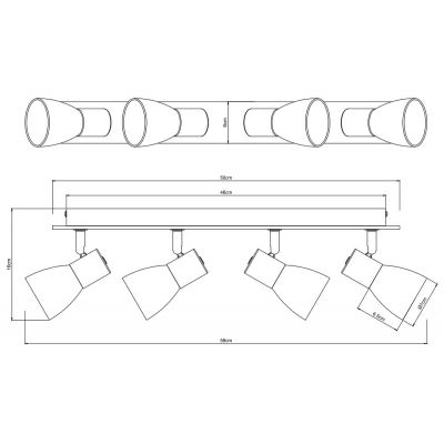 Globo Lighting Claude lampa podsufitowa 4x40W czarny mat/drewno/przydymiony 54307-4W