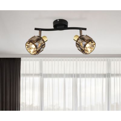 Globo Lighting Indiana lampa podsufitowa 2x40W czarny mat/złoty/przydymiony 54357-2B