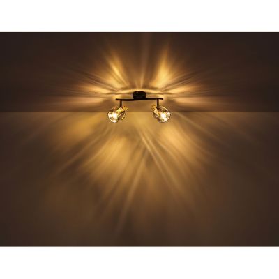 Globo Lighting Indiana lampa podsufitowa 2x40W czarny mat/złoty/przydymiony 54357-2B