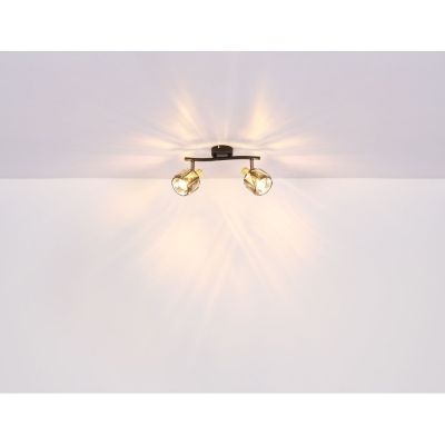 Globo Lighting Indiana lampa podsufitowa 2x40W czarny mat/złoty/przydymiony 54357-2B