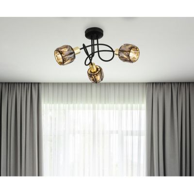 Globo Lighting Indiana lampa podsufitowa 3x40W czarny mat/złoty/przydymiony 54357-3B